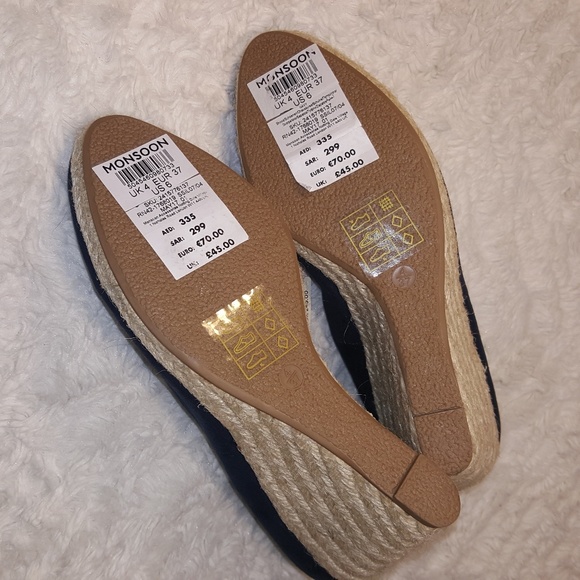Monsoon | Shoes | Monsoon Fleur Espadrille Wedge Navy Blue | Poshmark
